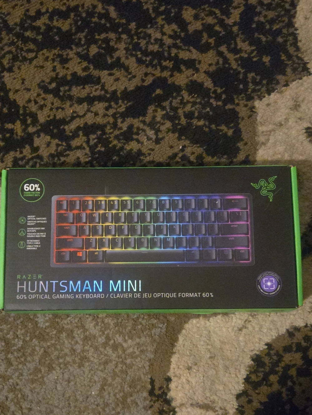 Razer Huntsman Mini 60% RGB Gaming Keyboard - Black with Rainbow Backlight